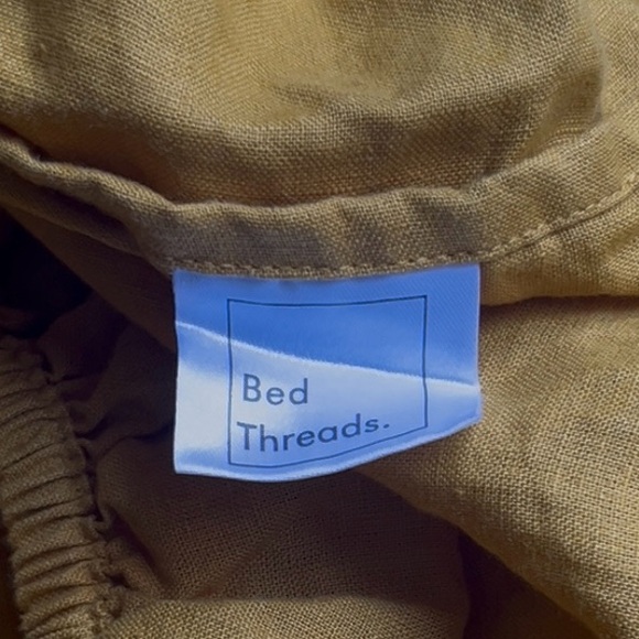 Bed Threads Fitted Sheet 100% French Flax Linen King in Turmeric Breathable Boho - Picture 4 of 9